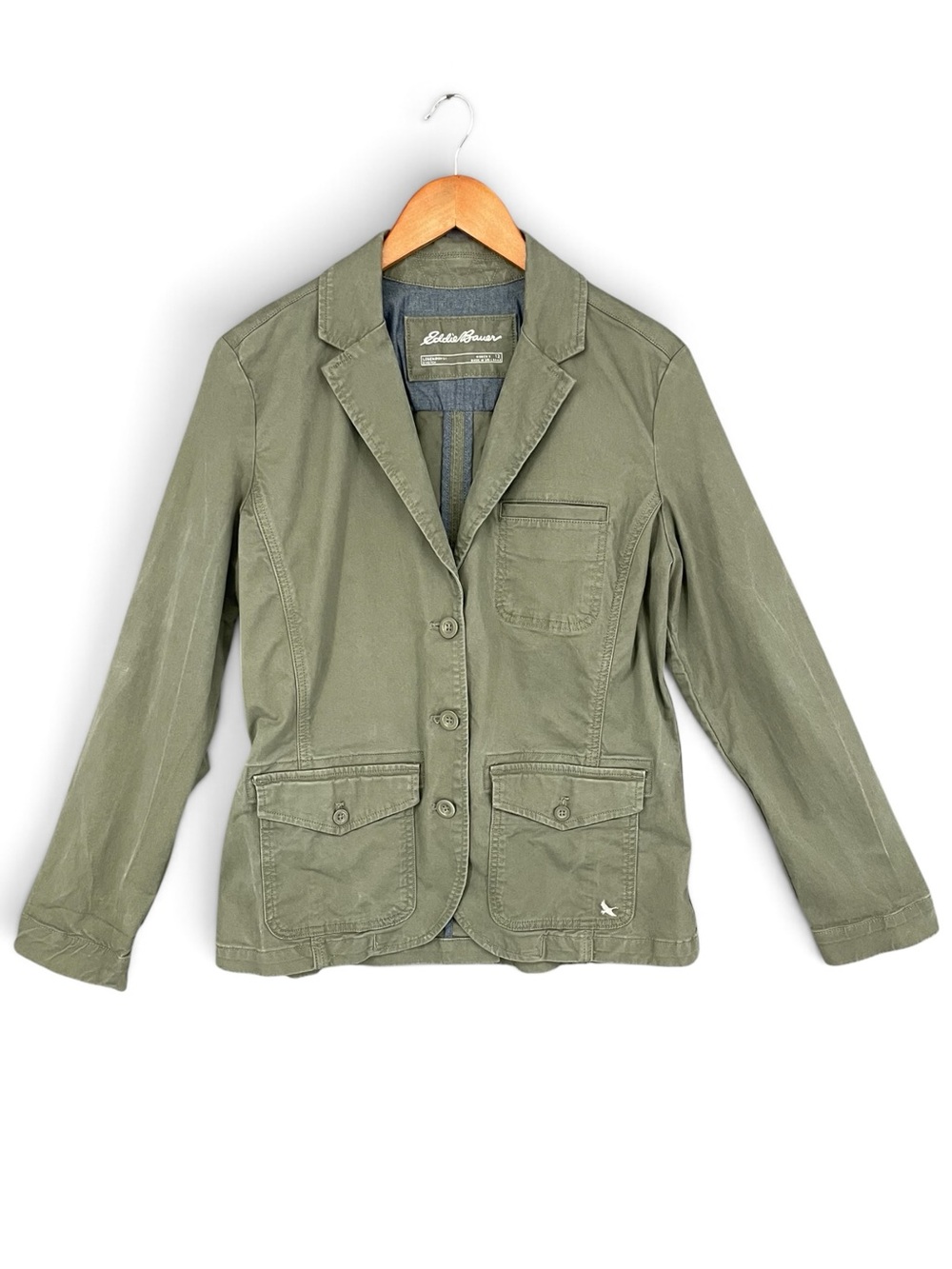 Eddie Bauer Legend Wash Utility Blazer Jacket Olive Size 12